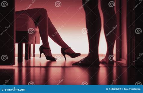 Escort Paid Sex Or Prostitution Woman And Man Silhouette In Bedroom