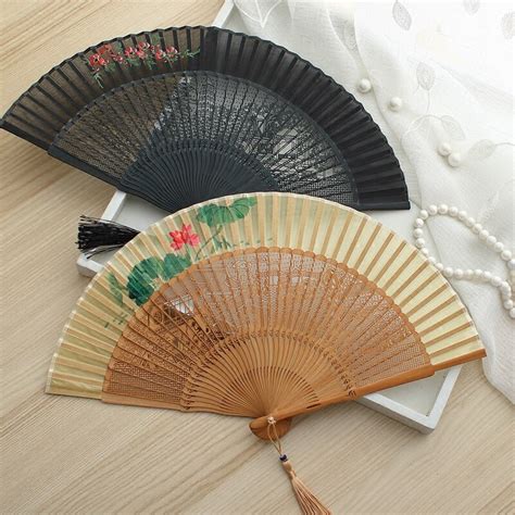 Hand Painted Openwork Craft Folding Fan Bamboo Decorative Chinese Hand