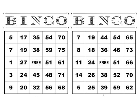 Bingo Cards 1000 Cards 2 Per Page Black Immediate Pdf Etsy Artofit