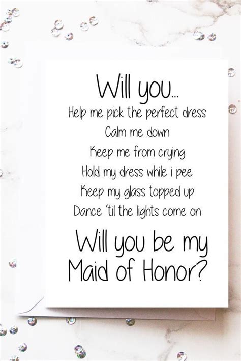 Printable Will You Be My Maid Of Honor Card Maid Honor Etsy Asking