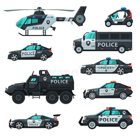 Police Car Flat Vector Illustration Stock Illustrations 5123 Police