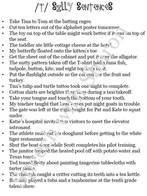 Here you can find equivocate example sentences. Speech with Sharon: Articulation Silly Sentences for Early ...