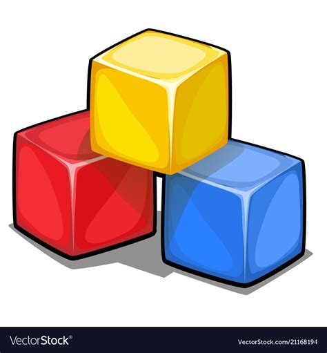 A Stack Three Plastic Colored Cubes Isolated On Vector Image