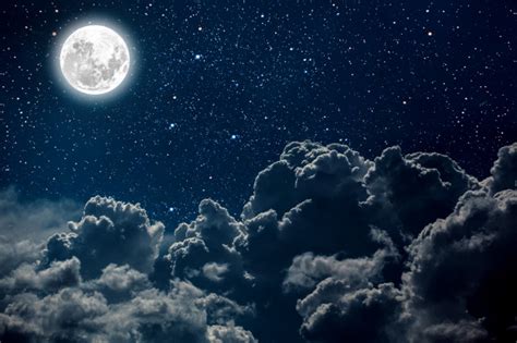 Night Sky With Stars And Moon And Clouds Premium Photo