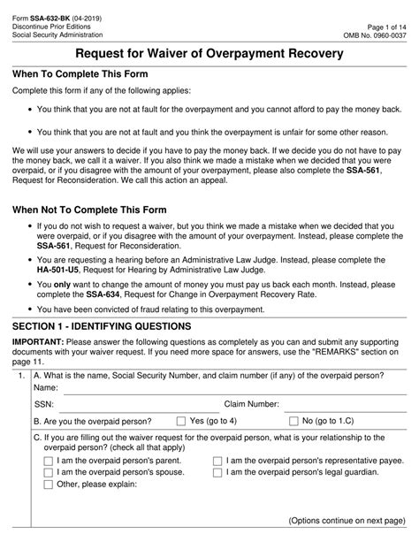 Form Ssa 632 Bk Download Fillable Pdf Or Fill Online Request For Waiver