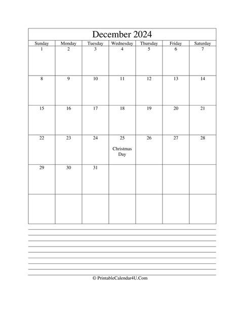 December 2024 Calendar Templates