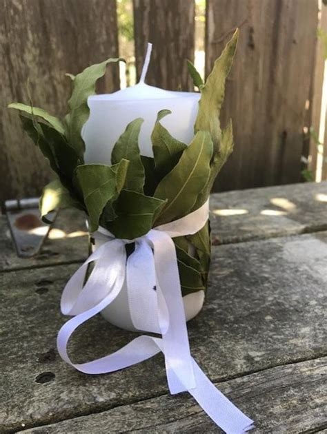 Diy Bay Leaf Candle Wraps For A Rustic Country French Wedding Etsy