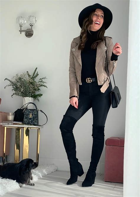 Sydne Style Shows How To Wear Over The Knee Boots With Black Jeans And