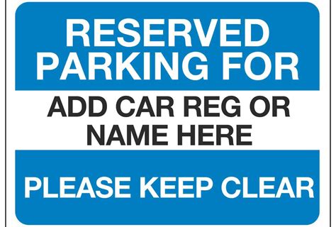 Reserved Parking For Add Car Reg Or Name Here Linden