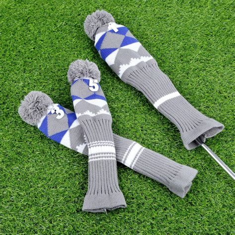 3pcs No 1 3 5 Golf Club Head Covers Set Knitted Fabric Sock Golf