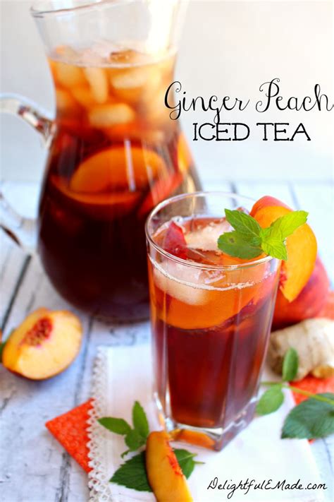 Lemon Ginger Sweet Tea Tastes Of Lizzy Ts Peach Ice Tea Iced Tea Recipes Homemade Ginger