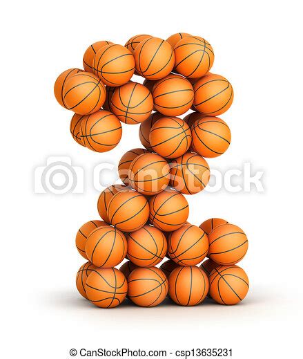 Number 2 Basketball Number 2 From Basketball Balls Isolated On White