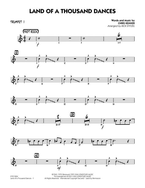 Download Land Of A Thousand Dances Trumpet 1 Sheet Music By Wilson