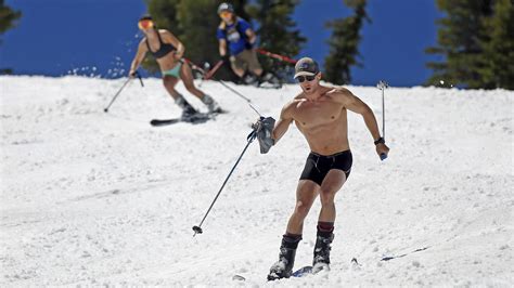 Skiers Hit The Slopes In Bikini Tops As California S Endless Winter