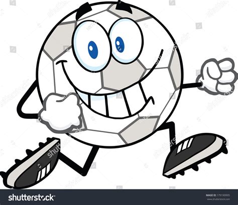 Smiling Soccer Ball Cartoon Character Running Vector Illustration