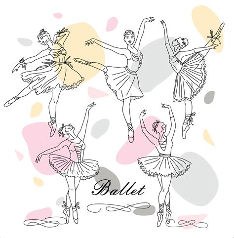 Women Ballet Dancer Set Of Continuous Line Drawing In Pink Color