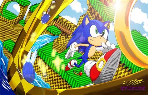 Sonic In Green Hill Zone By Dr Studios On Deviantart