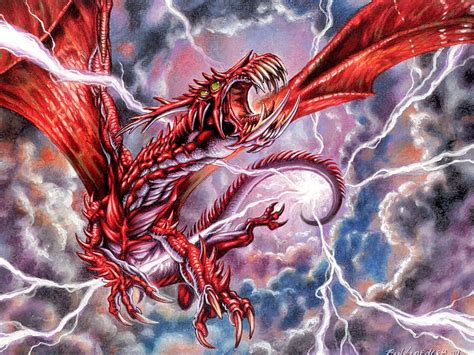 Free Download Lighting Dragon Red Lightning Dragon Hd Wallpaper