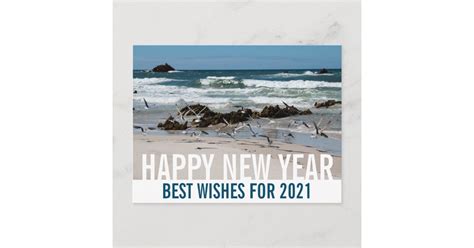 Happy New Year Australia Beach Landscape Birds Postcard Zazzle