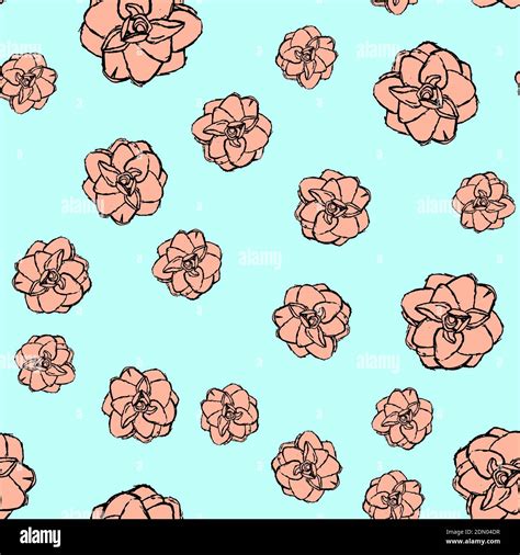 Hand Drawn Flower Seamless Pattern Background Vector Illustration
