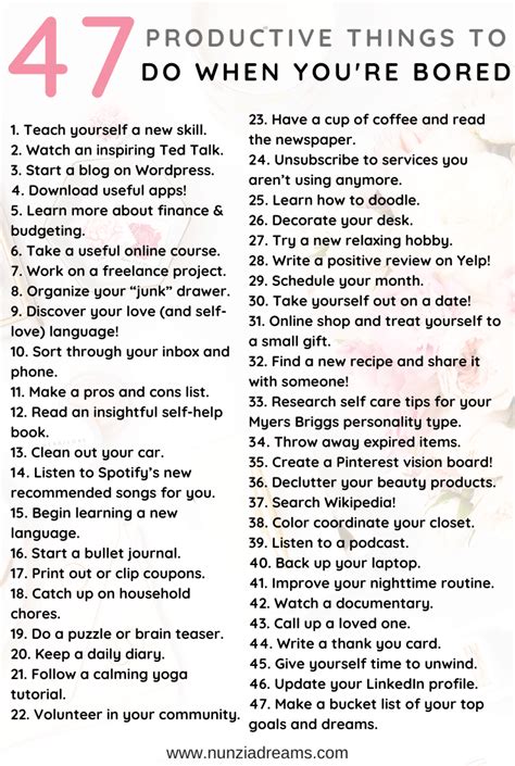 47 Productive Things To Do When Youre Bored Nunziadreams