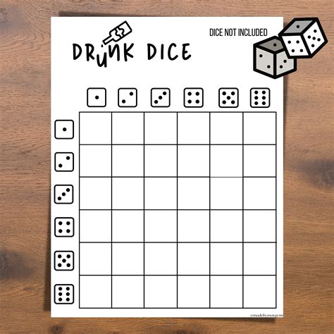 Blank Drunk Dice Drinking Game Great For Pre Games Parties
