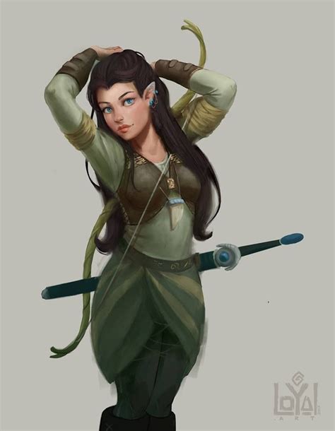 female half elf ranger long black hair longbow longsword elves fantasy fantasy races fantasy
