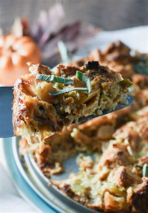 Savory Bread Pudding With Apples And Herbs Holiday Side Dish