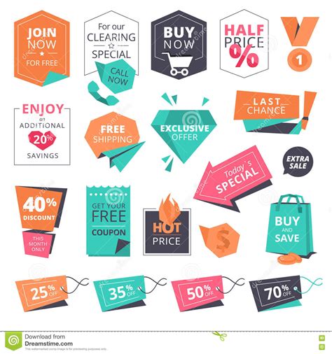 Set Of Flat Design Style Badges And Labels For Shopping Stock Vector