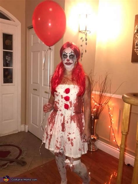 Tattered pennywise halloween costume for adults, it chapter 2, plus size, includes jumpsuit it pennywise costume for women, includes a dress, leg warmers, boot toppers, and a collar. DIY Female Pennywise Costume