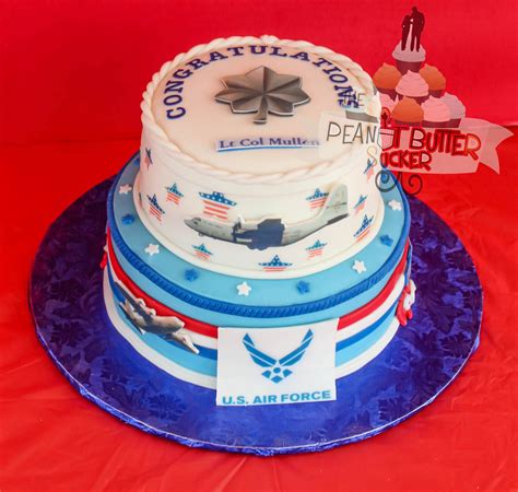 Air Force Promotion Ltc Plane Red White And Blue Cake Military Cake