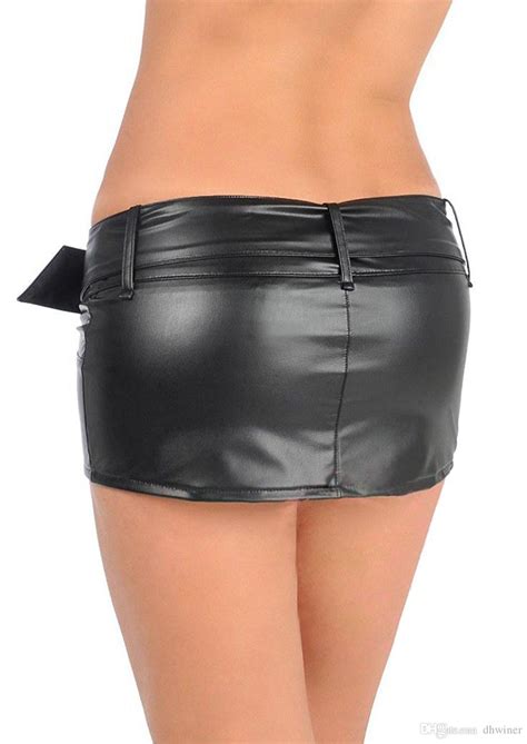 2020 Womens Sexy Low Waist Faux Leather Package Hip Mini Skirt From