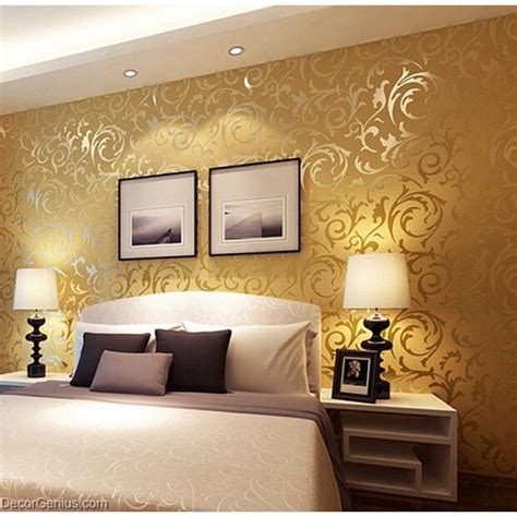 Popular 3d Design Dk Gold Bedroom Wallpaper Modern Style Decorgenius