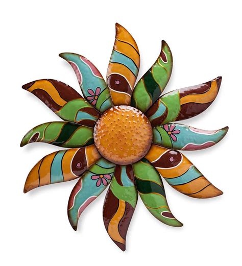 Easily beautify drab walls with these gorgeous metal floral wall art decorations. Talavera Painted Metal Flower Wall Art | Wall Art | PlowHearth