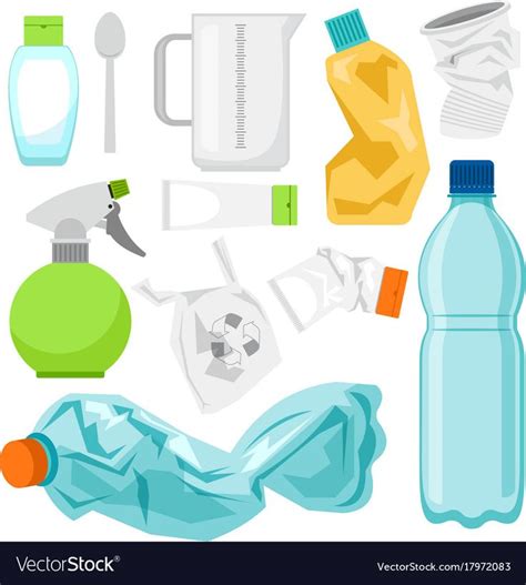 Plastic Waste Collection On White Bottles Vector Image On VectorStock