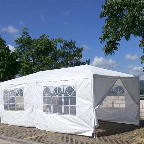 A simple canopy tent is a versatile structure that create a shaded spot for watching your kids' soccer games or a comfortable place to set up your table at the next yard sale. 10 x 20 White Party Tent Canopy Gazebo