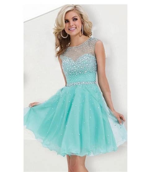 Short Homecoming Dress Turquoise A Line Beaded Sparkly 2016 Sweet 16