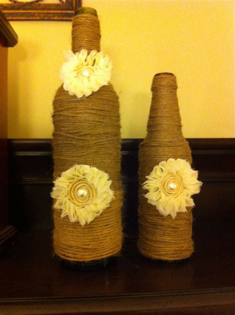 Home Decor Diy Idea Wine And Beer Bottle Wrapped In Twine And Added