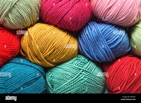 Balls Of Colorful Yarn Cotton Wool Synthetic Fibers Stock Photo