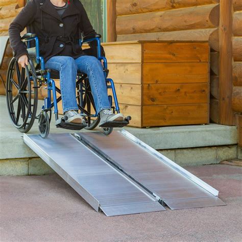 Information on wheelchair ramp standards and safety issues. 5' L x 30" W Silver Spring Aluminum Single-Fold Wheelchair ...