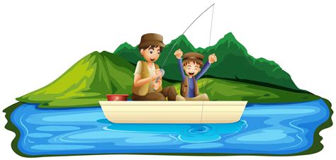 Padre E Hijo Pescando En El Lago 363827 Vector En Vecteezy