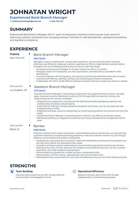 5 Bank Branch Manager Resume Examples & Guide for 2024