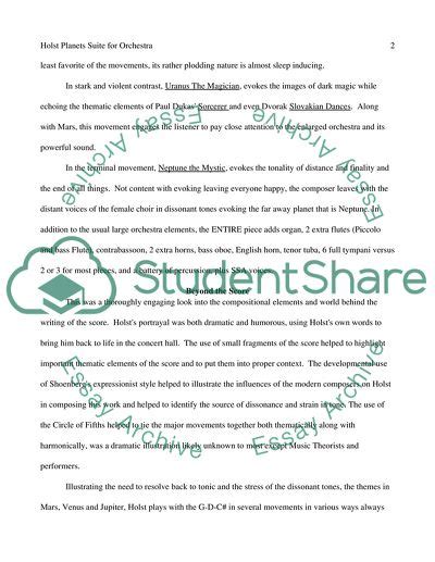 Here are few we are totally sure about besides, your examples should directly relate to the topic. Holst Planets Suite for Orchestra Essay Example | Topics ...