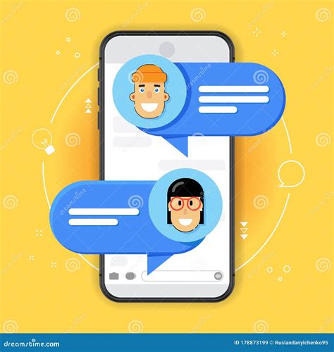 Chat Message On Smartphone Vector Illustration Flat Cartoon Sms