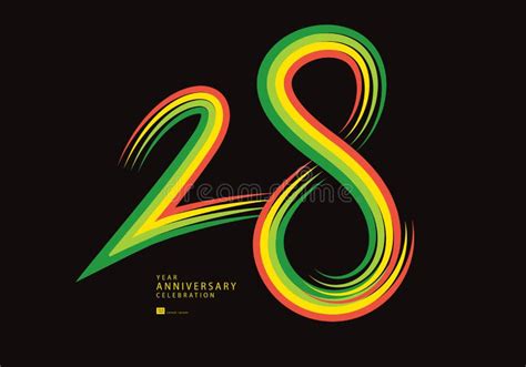 28 Years Anniversary Celebration Logotype Colorful Line Vector 28th