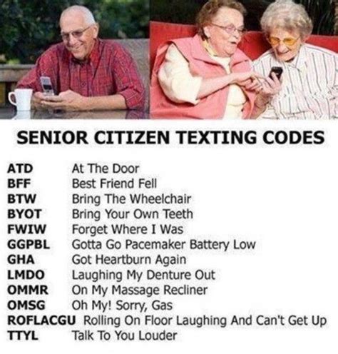 see the latest senior citizen texting codes that are all the rage with the older generation you