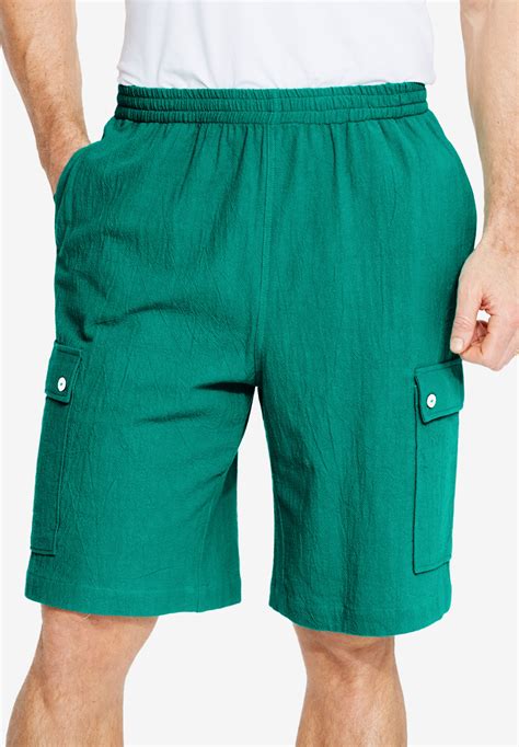 Full Elastic Waist Gauze Cargo Shorts Big And Tall Pants And Shorts