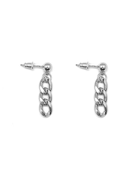 Premium Mink Chain Drop Earrings In Silver