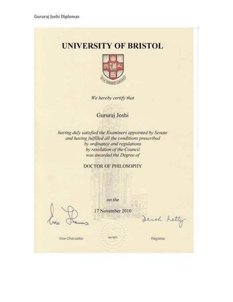 Doctorate Degree Certificate Template