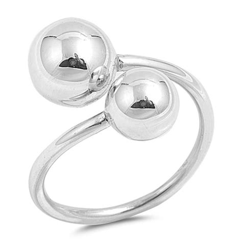 8mm Bypass Sideways Ball Ring 925 Sterling Silver Simple Plain High Polish Ball Ring Fashion